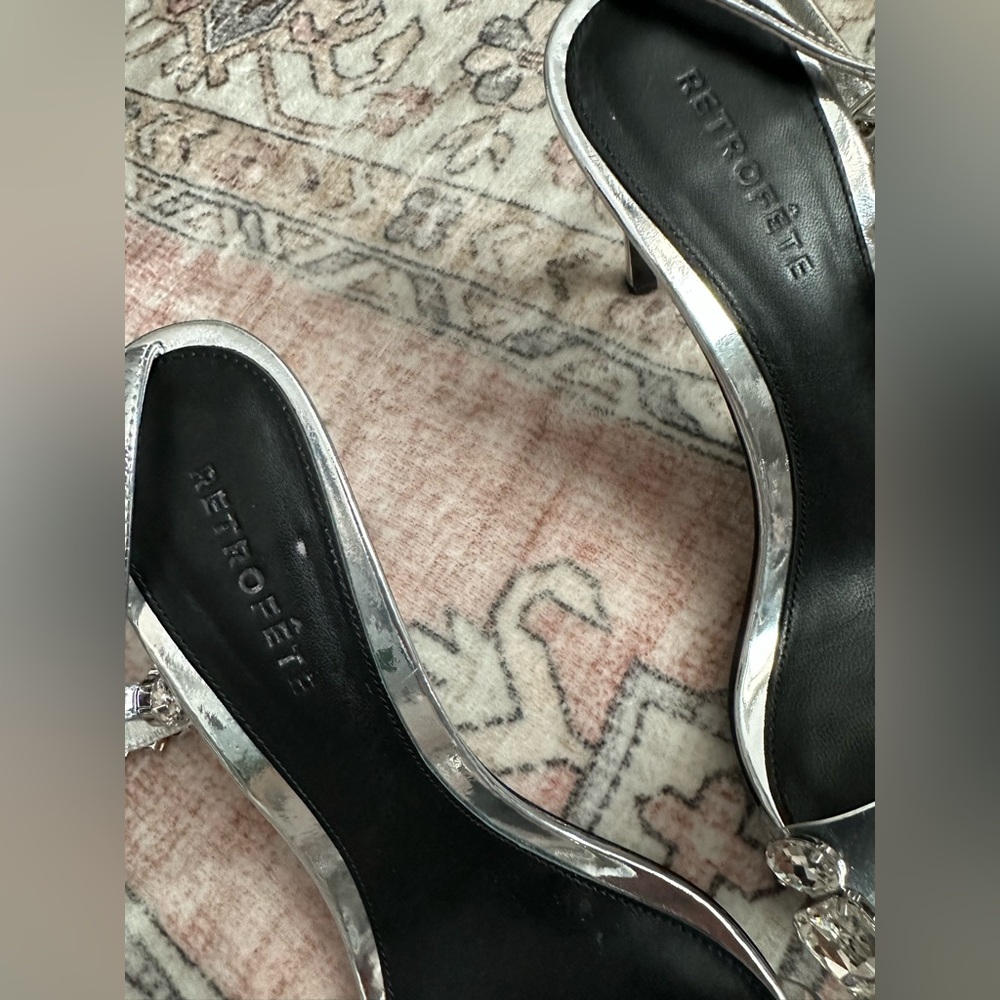 NWOT Retrofete Hanna Gemstone Silver Heels - Picture 8 of 16